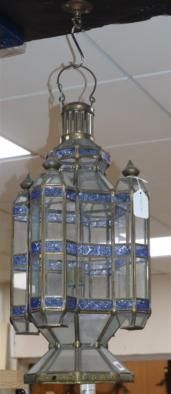 A Moroccan leaded and coloured glass lantern